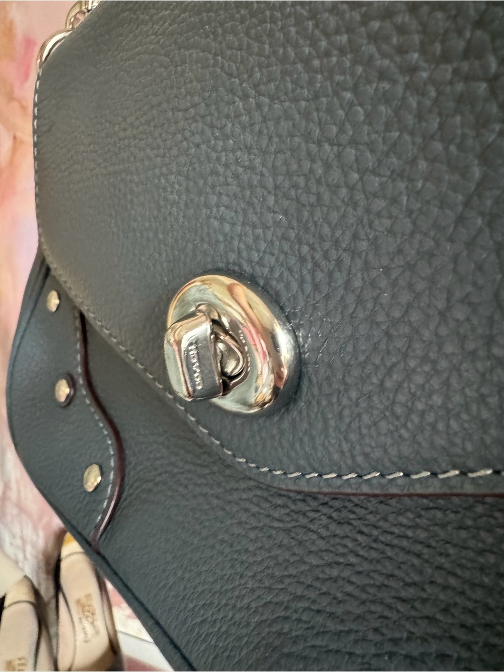 Coach Teal Pebbled Leather Shoulder Bag with Silver Hardware - Picture 3 of 9
